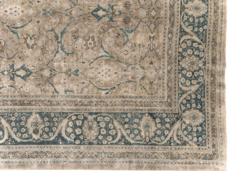Antique Tabriz Wool Rug 11 X 13