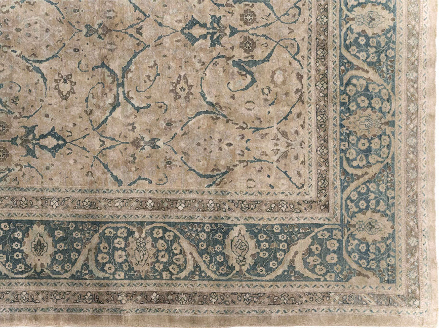 Antique Tabriz Wool Rug 11 X 13