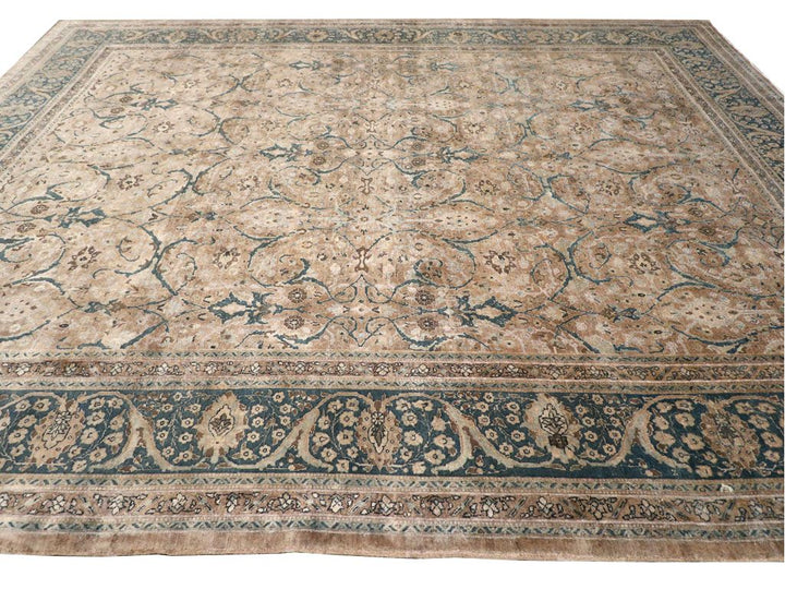 Antique Tabriz Wool Rug 11 X 13