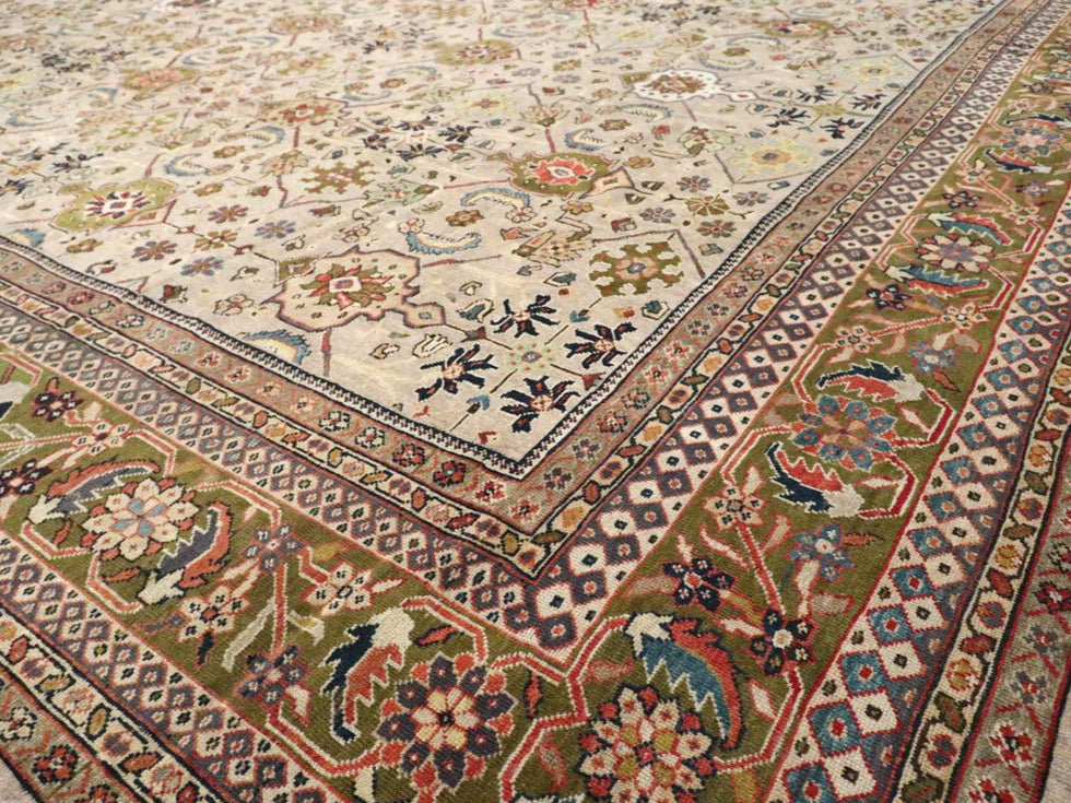 Antique Persian Mahal Wool Rug 14 X 21