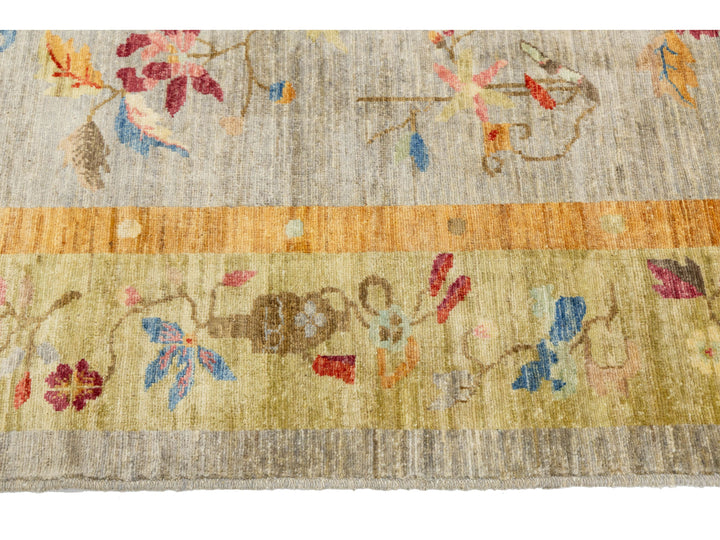 Modern Art Deco Floral Chinese Wool Rug 8 X 10