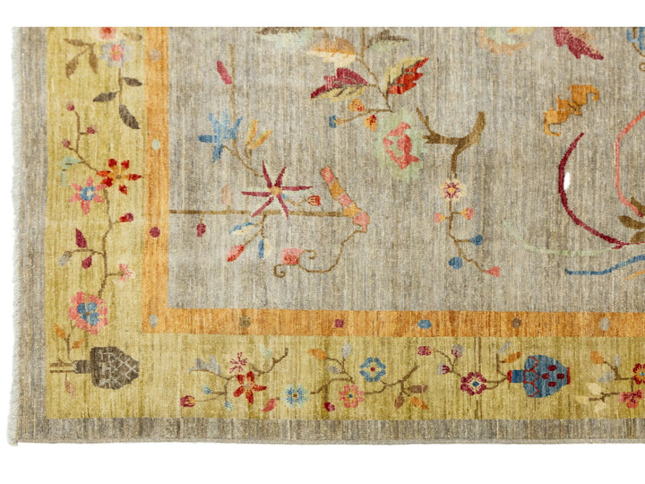 Modern Art Deco Floral Chinese Wool Rug 8 X 10