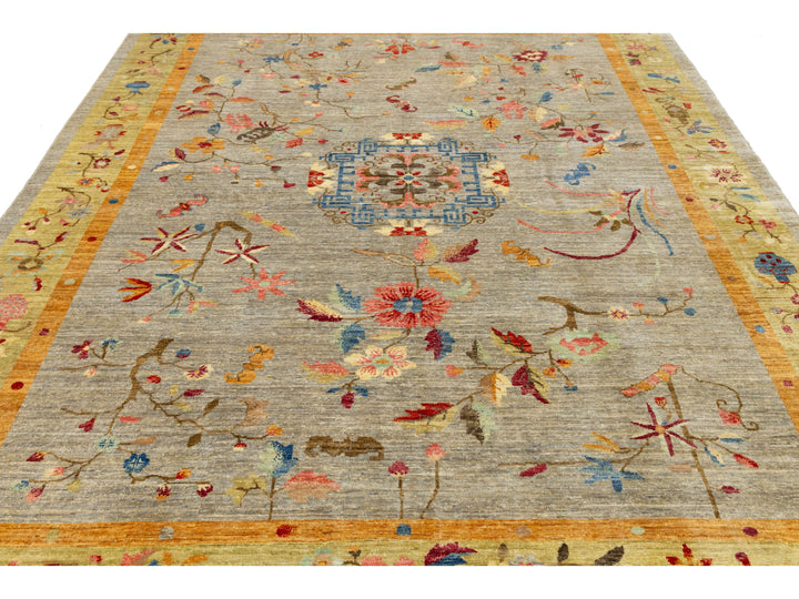 Modern Art Deco Floral Chinese Wool Rug 8 X 10