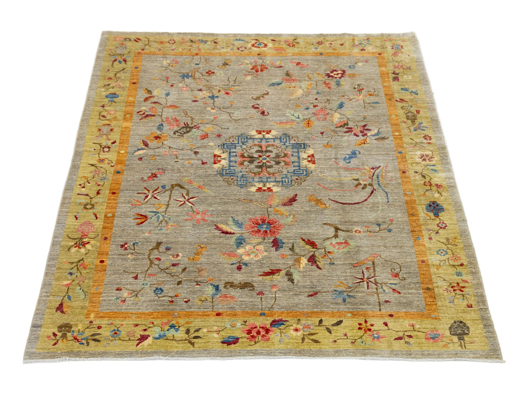 Modern Art Deco Floral Chinese Wool Rug 8 X 10