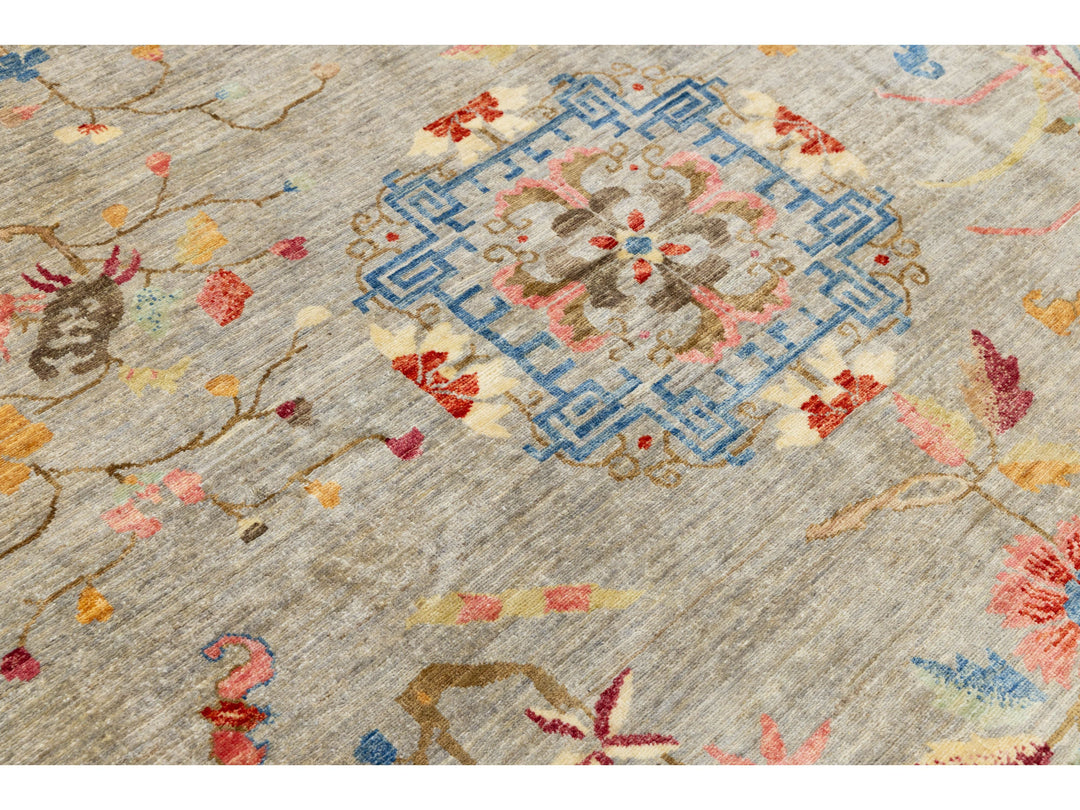 Modern Art Deco Floral Chinese Wool Rug 8 X 10