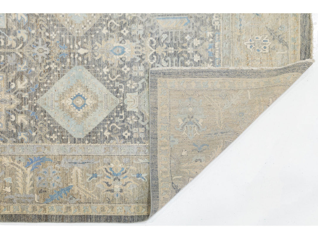 Modern Tabriz Wool and Silk Rug 10 X 14