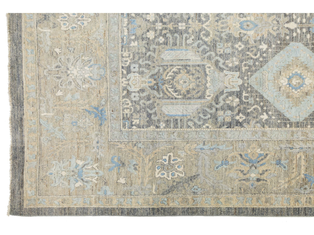 Modern Tabriz Wool and Silk Rug 10 X 14
