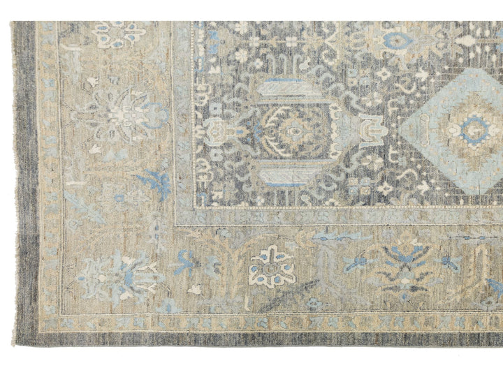 Modern Tabriz Wool and Silk Rug 10 X 14