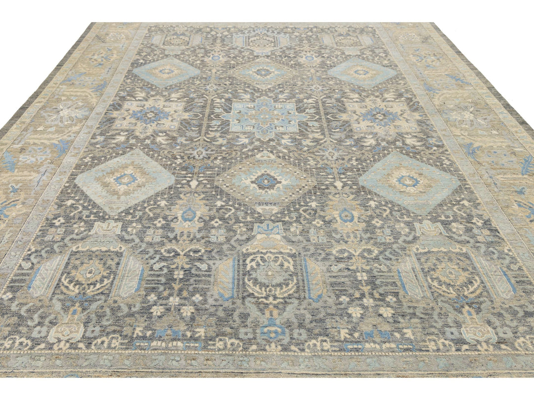 Modern Tabriz Wool and Silk Rug 10 X 14