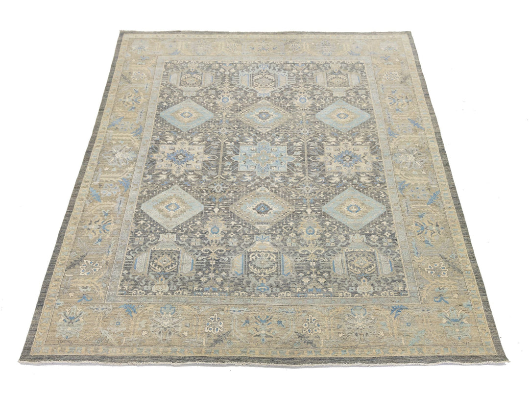 Modern Tabriz Wool and Silk Rug 10 X 14