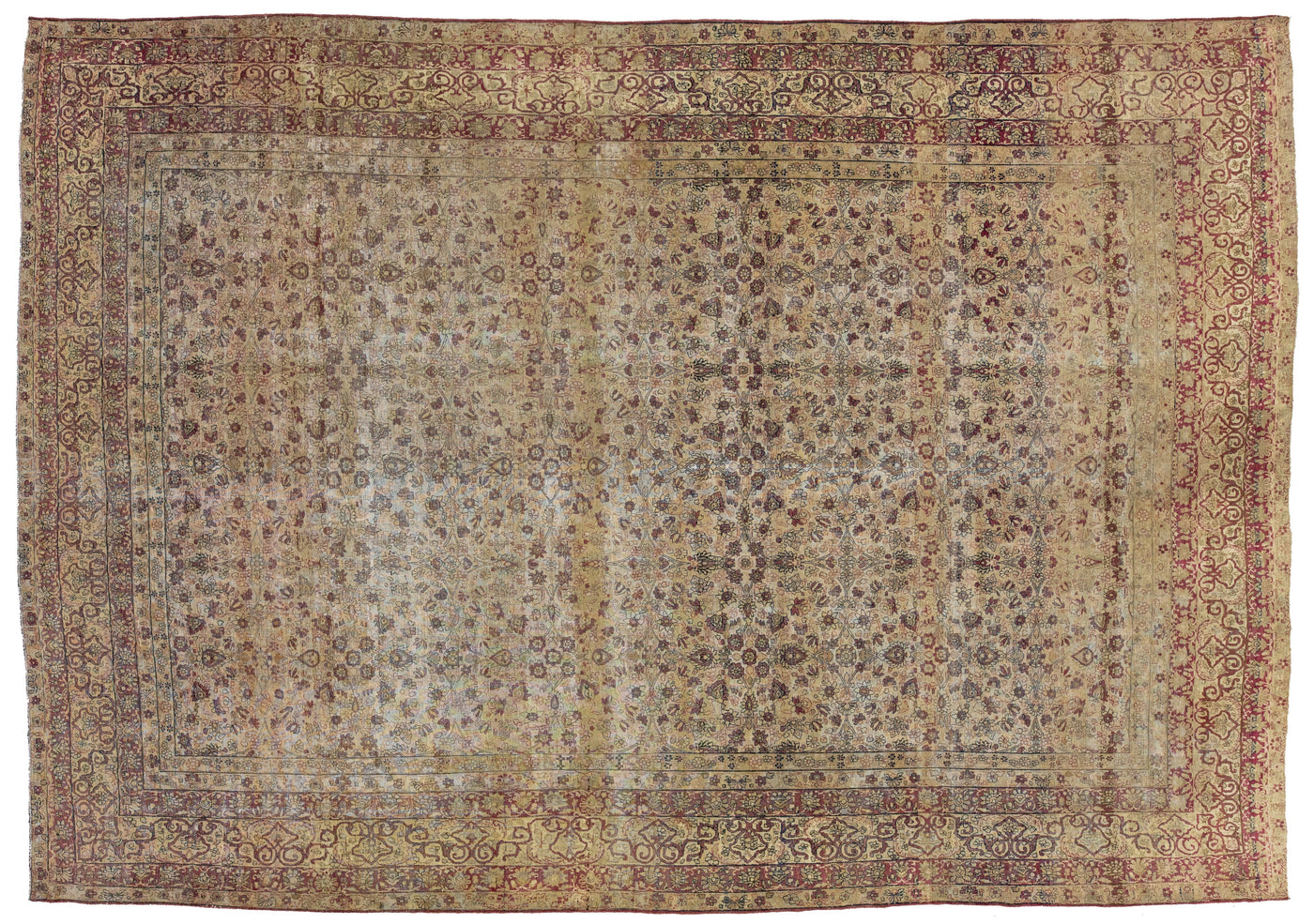 Antique Kerman Wool Rug  10 X 15