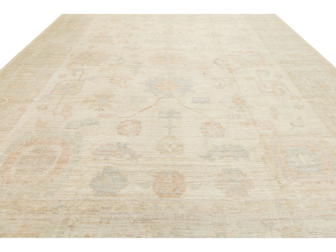 Modern Oushak Wool Rug 12 X 15