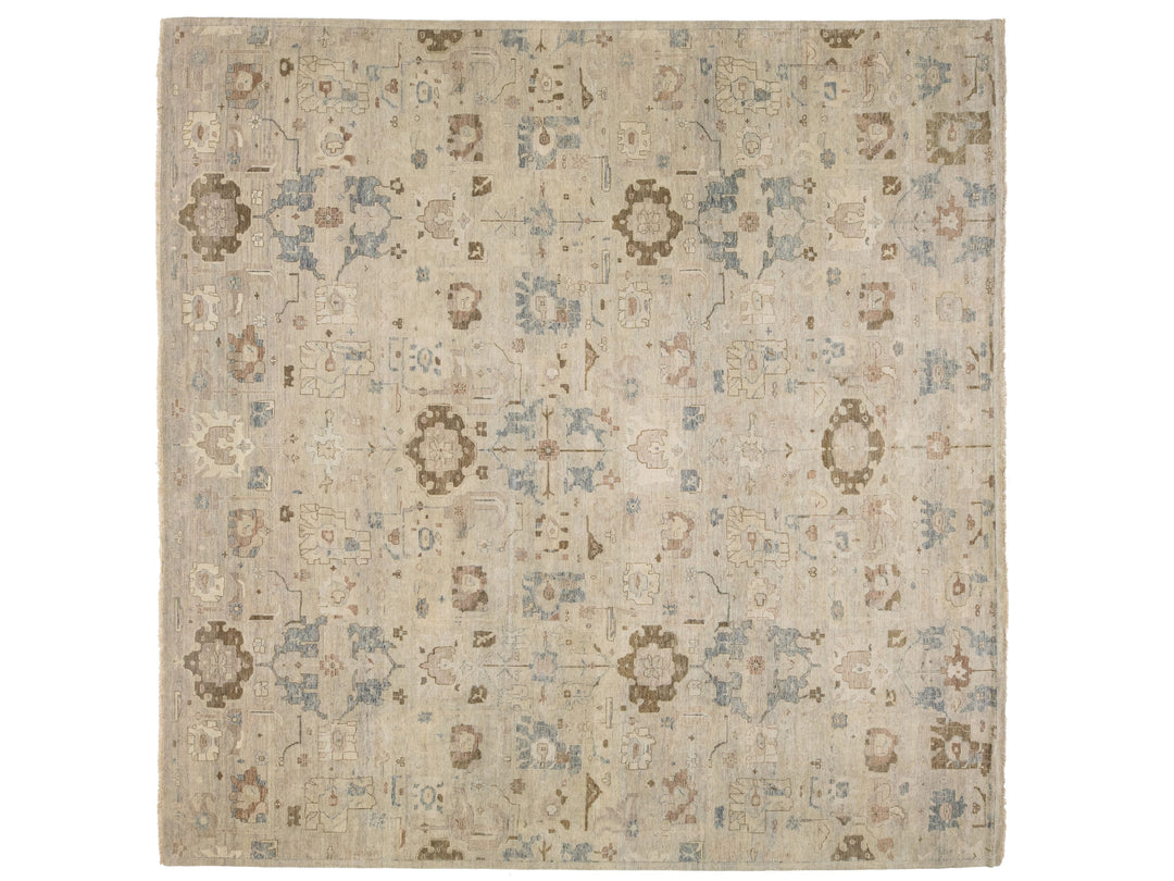Modern Oushak Wool Square Rug 15 X 15