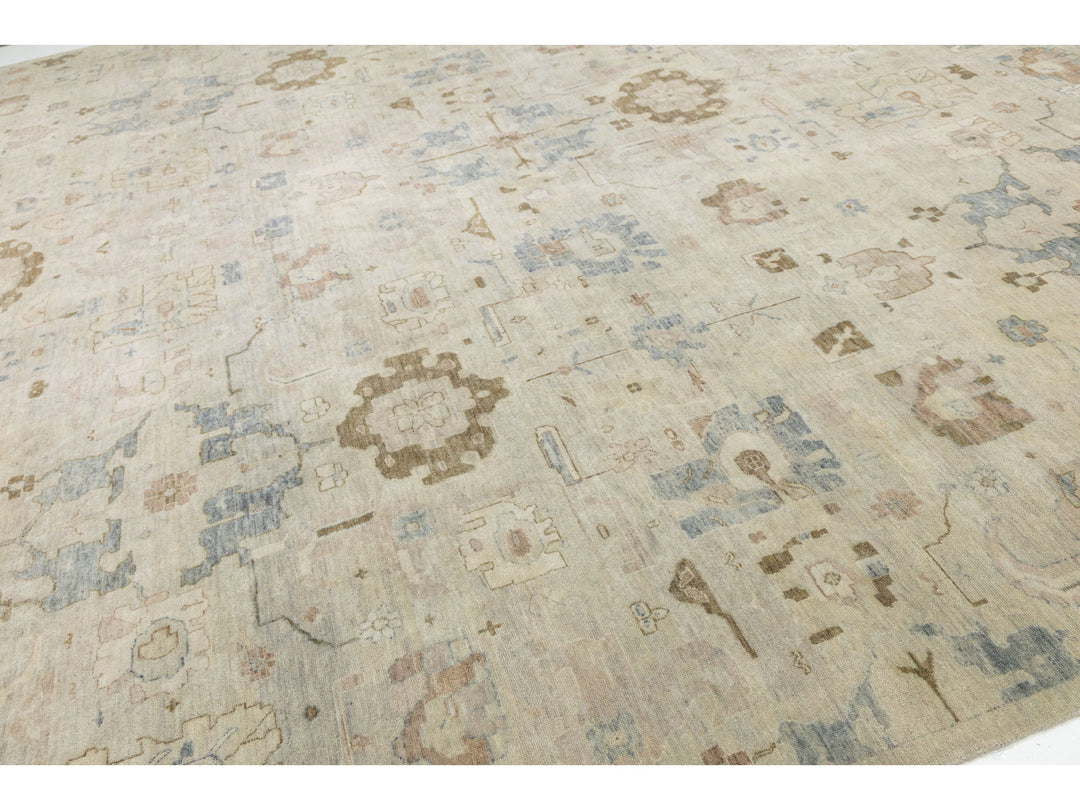 Modern Oushak Wool Square Rug 15 X 15