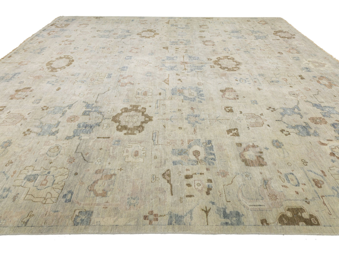 Modern Oushak Wool Square Rug 15 X 15