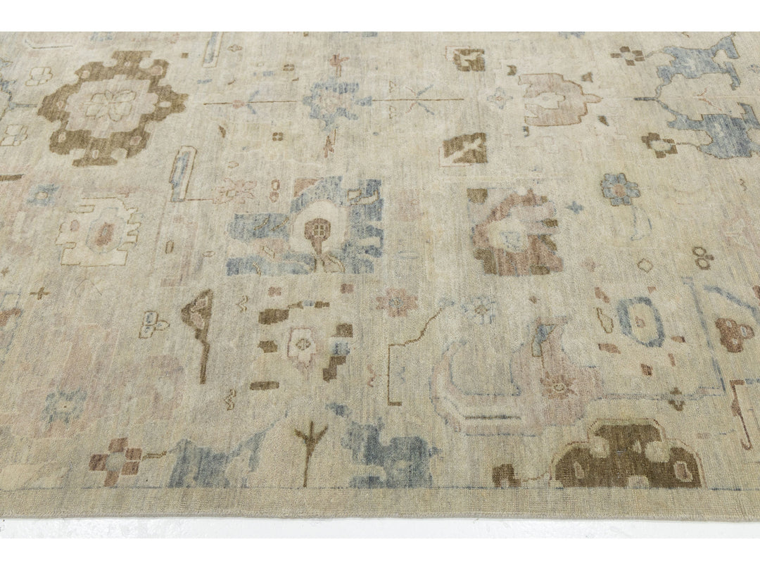 Modern Oushak Wool Square Rug 15 X 15