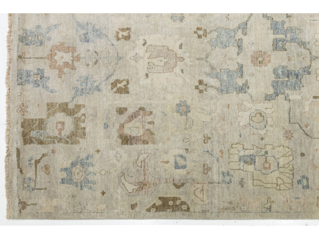 Modern Oushak Wool Square Rug 15 X 15