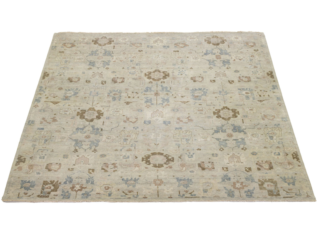 Modern Oushak Wool Square Rug 15 X 15