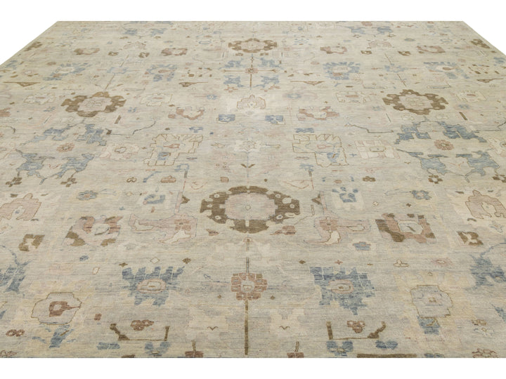 Modern Oushak Wool Square Rug 15 X 15