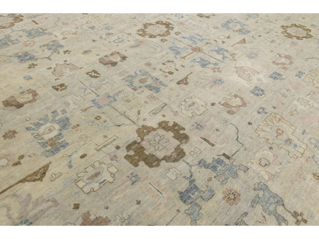Modern Oushak Wool Square Rug 15 X 15