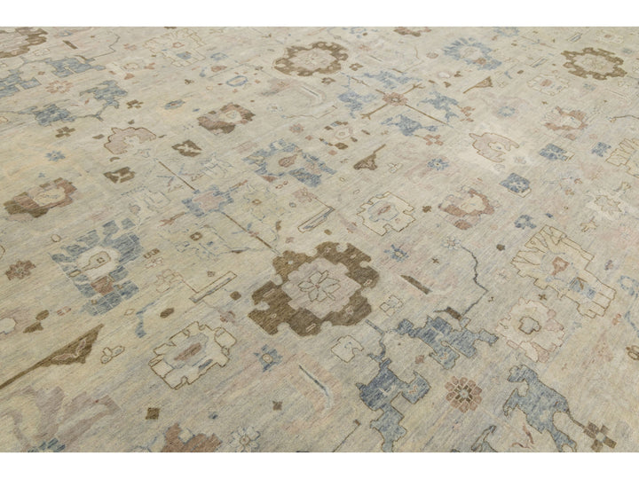 Modern Oushak Wool Square Rug 15 X 15
