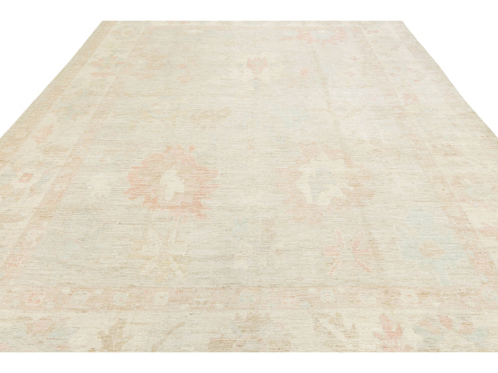 Modern Oushak Wool Rug 10 X 13