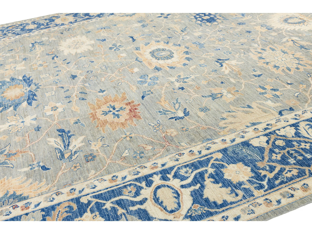 Modern Oushak Wool Rug 13 X 14