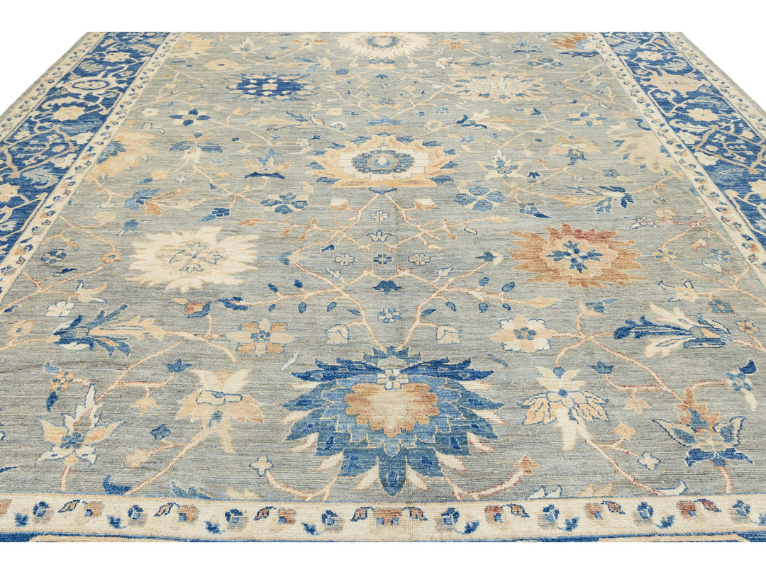 Modern Oushak Wool Rug 13 X 14