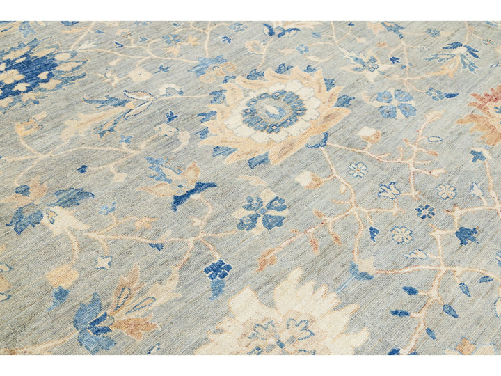 Modern Oushak Wool Rug 13 X 14