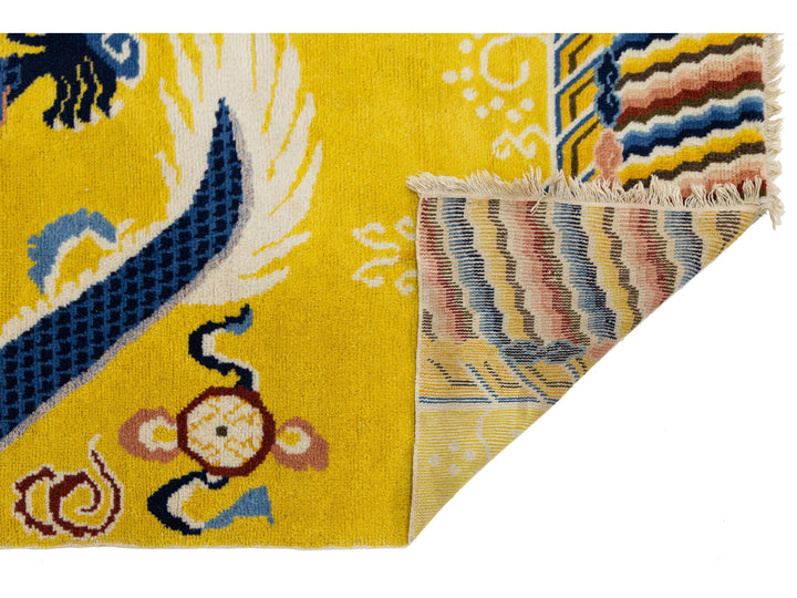 Antique Art Deco Chinese Wool Runner 3 X 9