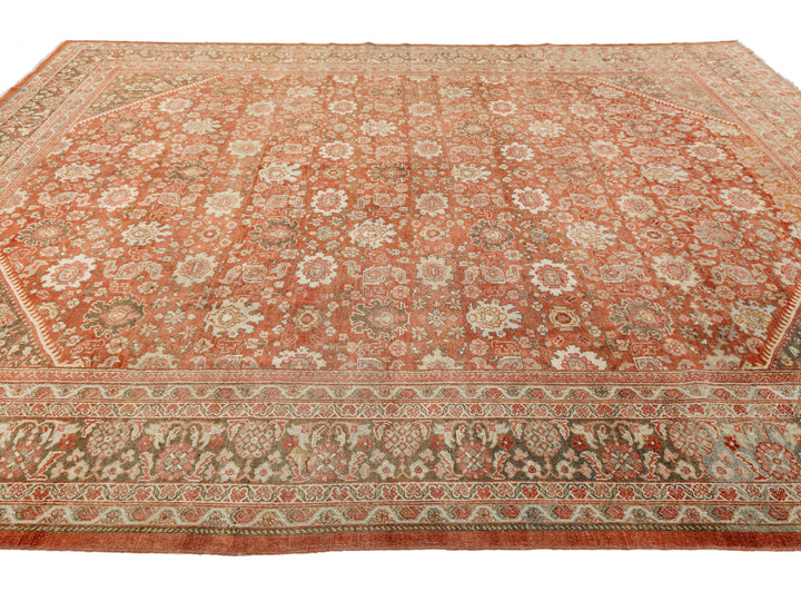 Antique Persian Mahal Wool Rug 10 X 13
