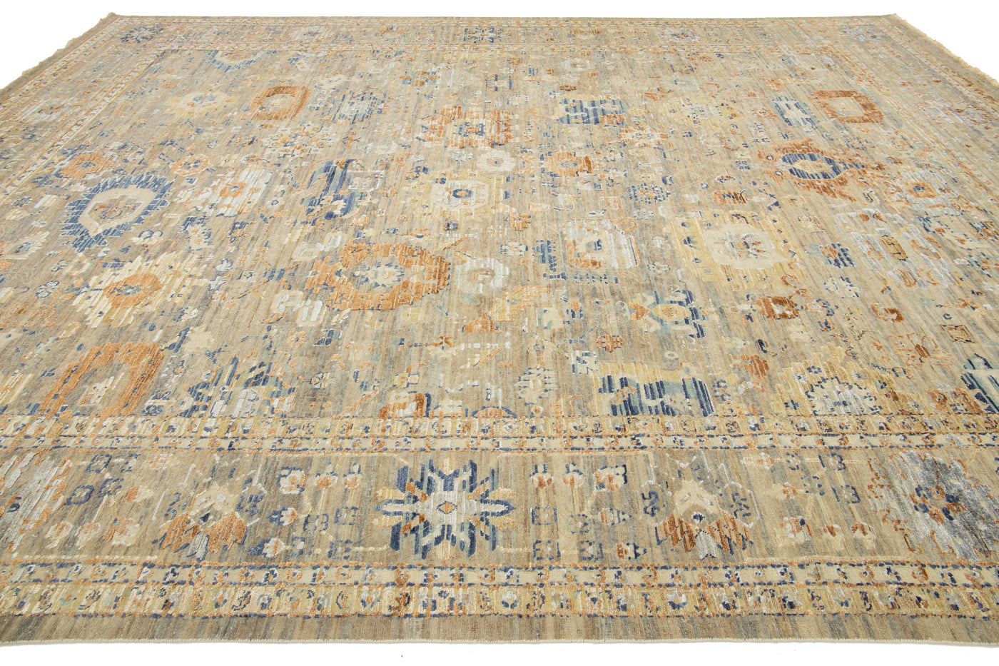 Modern Indian Wool and Silk Rug 12 X 15