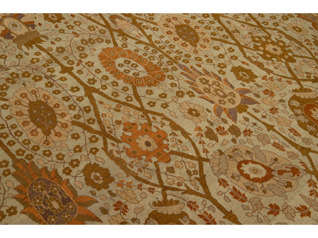 Antique Tabriz Wool Rug 9 X 12