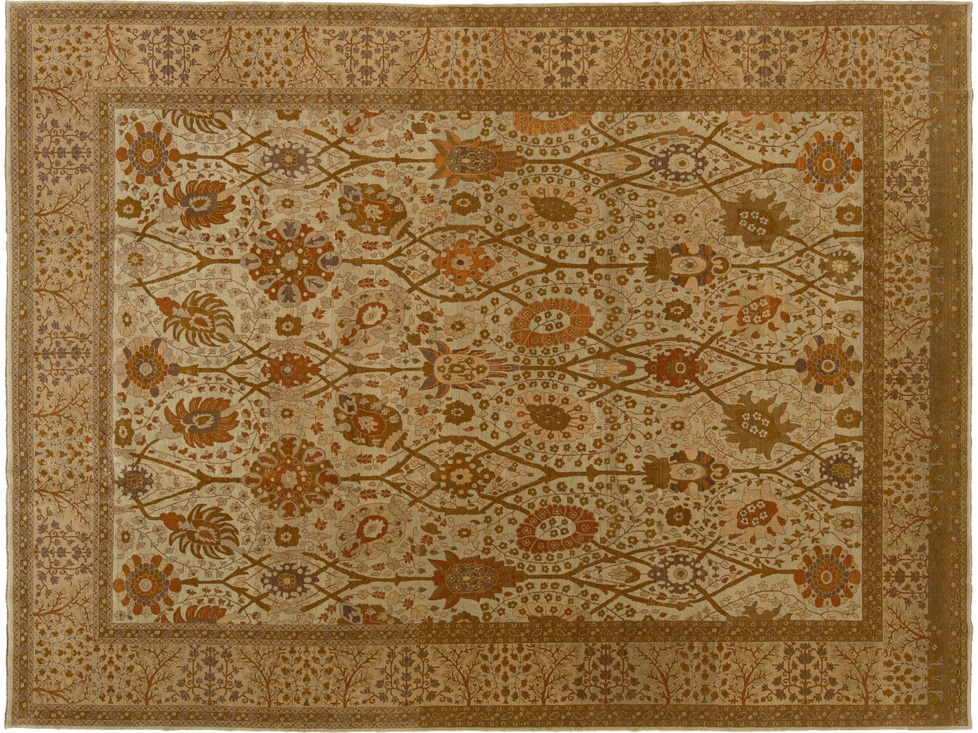 Antique Tabriz Wool Rug 9 X 12