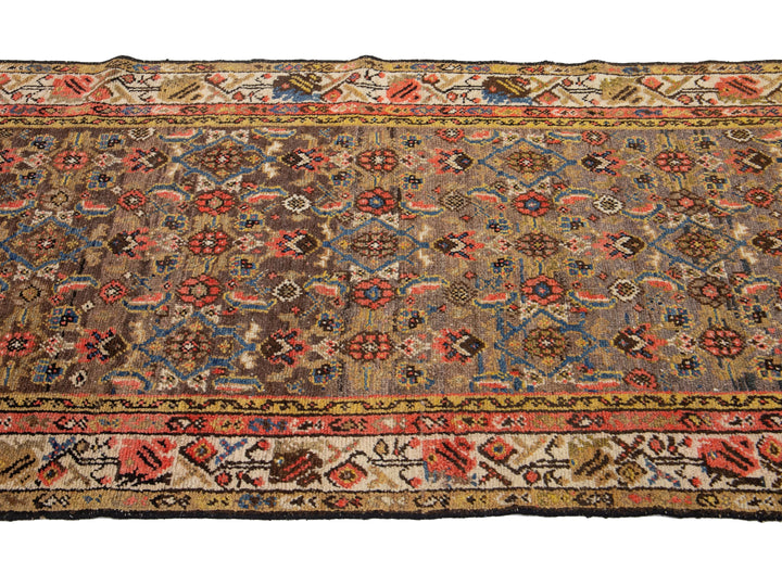 Antique Hamadan Wool Runner 3 X 14