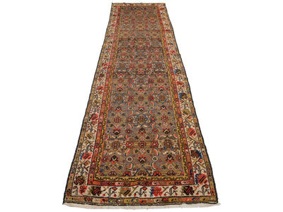 Antique Hamadan Wool Runner 3 X 14