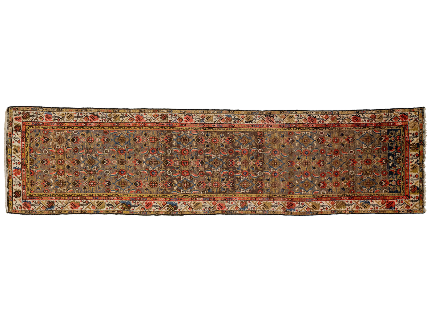 Antique Hamadan Wool Runner 3 X 14