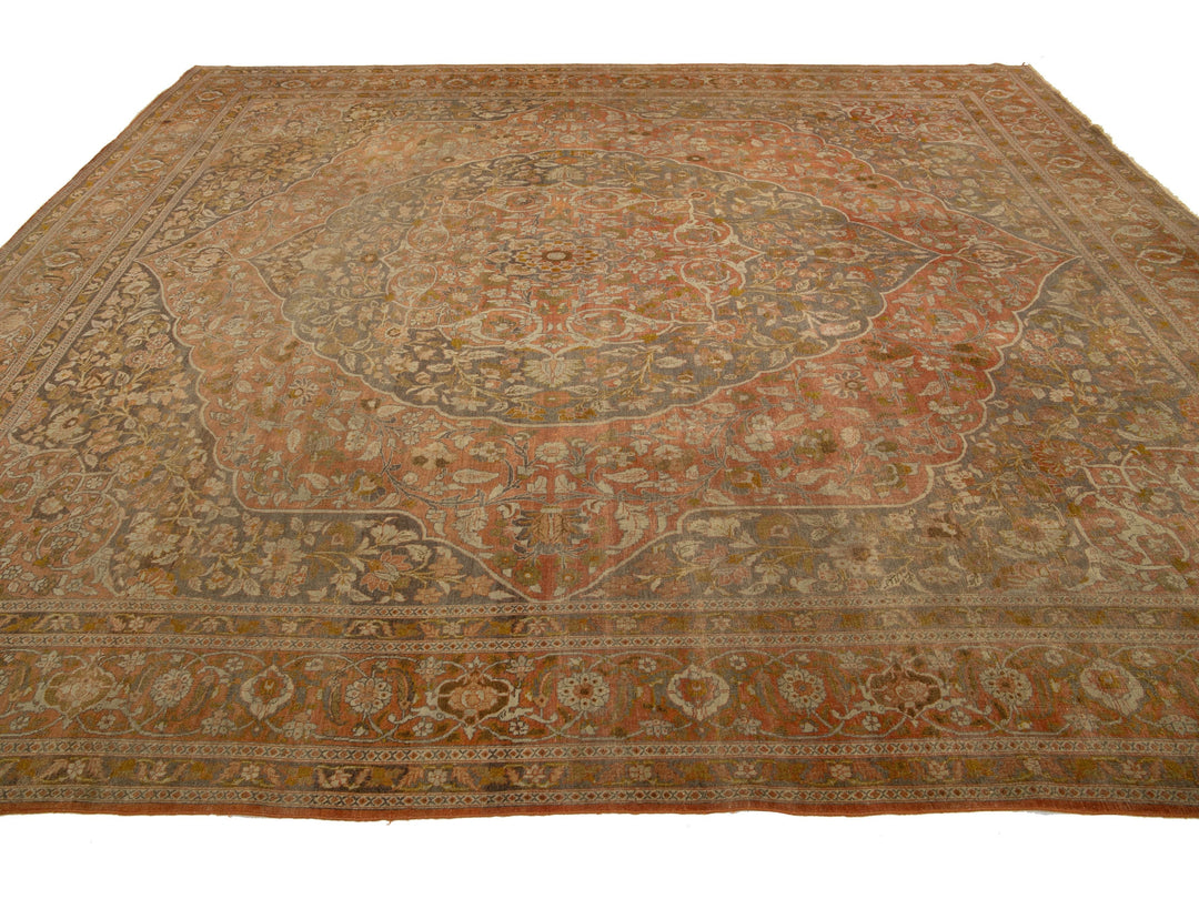 Antique Tabriz Wool Rug 11 X 13