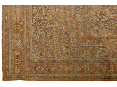 Antique Tabriz Wool Rug 11 X 13