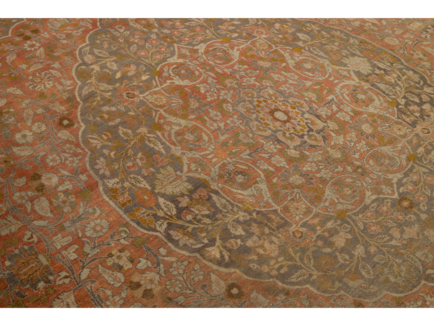 Antique Tabriz Wool Rug 11 X 13