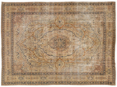 Antique Tabriz Wool Rug 9 X 13