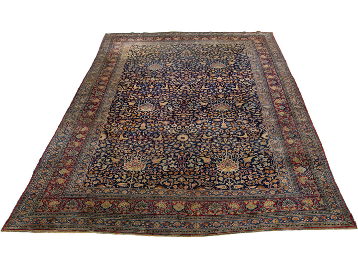 Antique Mashad Persian Wool Rug 11 X 18