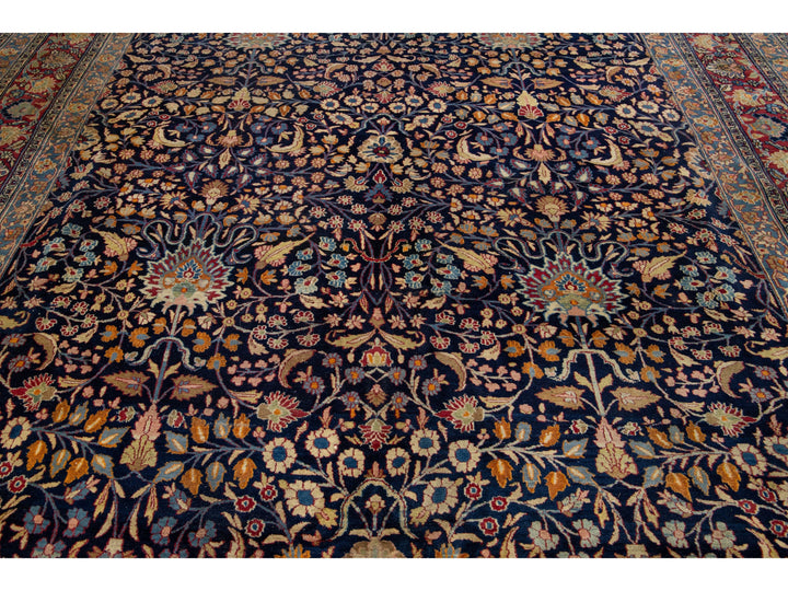 Antique Mashad Persian Wool Rug 11 X 18