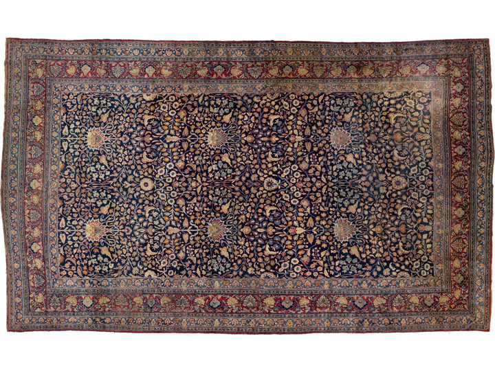 Antique Mashad Persian Wool Rug 11 X 18