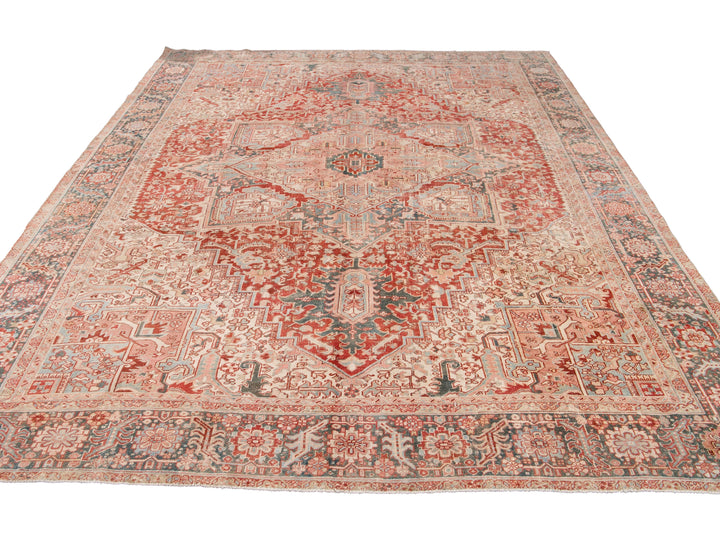 Antique Heriz Wool Rug 12 X 15