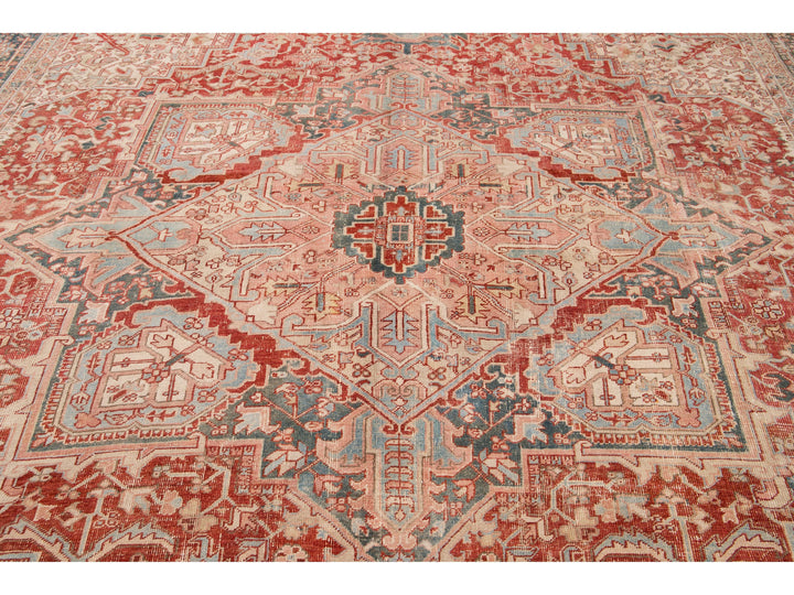 Antique Heriz Wool Rug 12 X 15