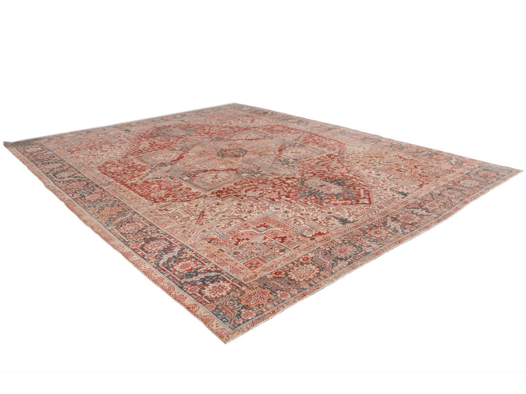Antique Heriz Wool Rug 12 X 15
