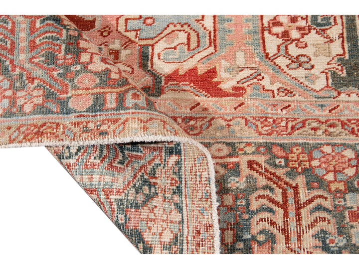 Antique Heriz Wool Rug 12 X 15