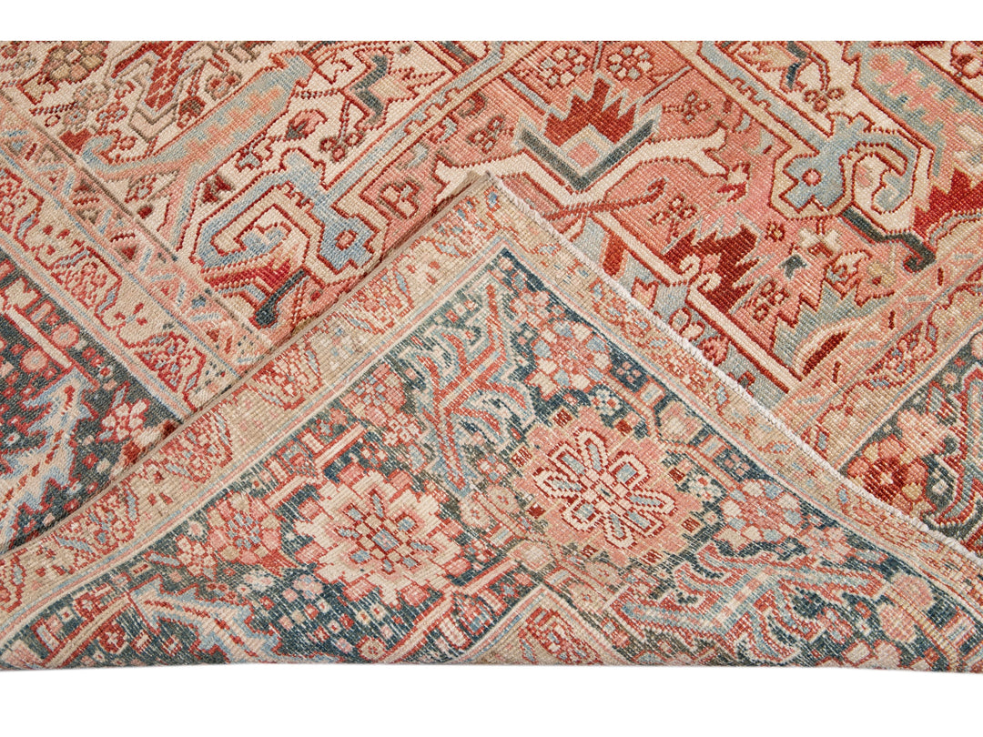 Antique Heriz Wool Rug 12 X 15