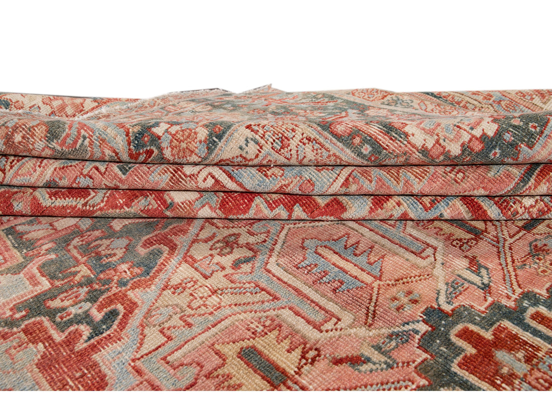Antique Heriz Wool Rug 12 X 15